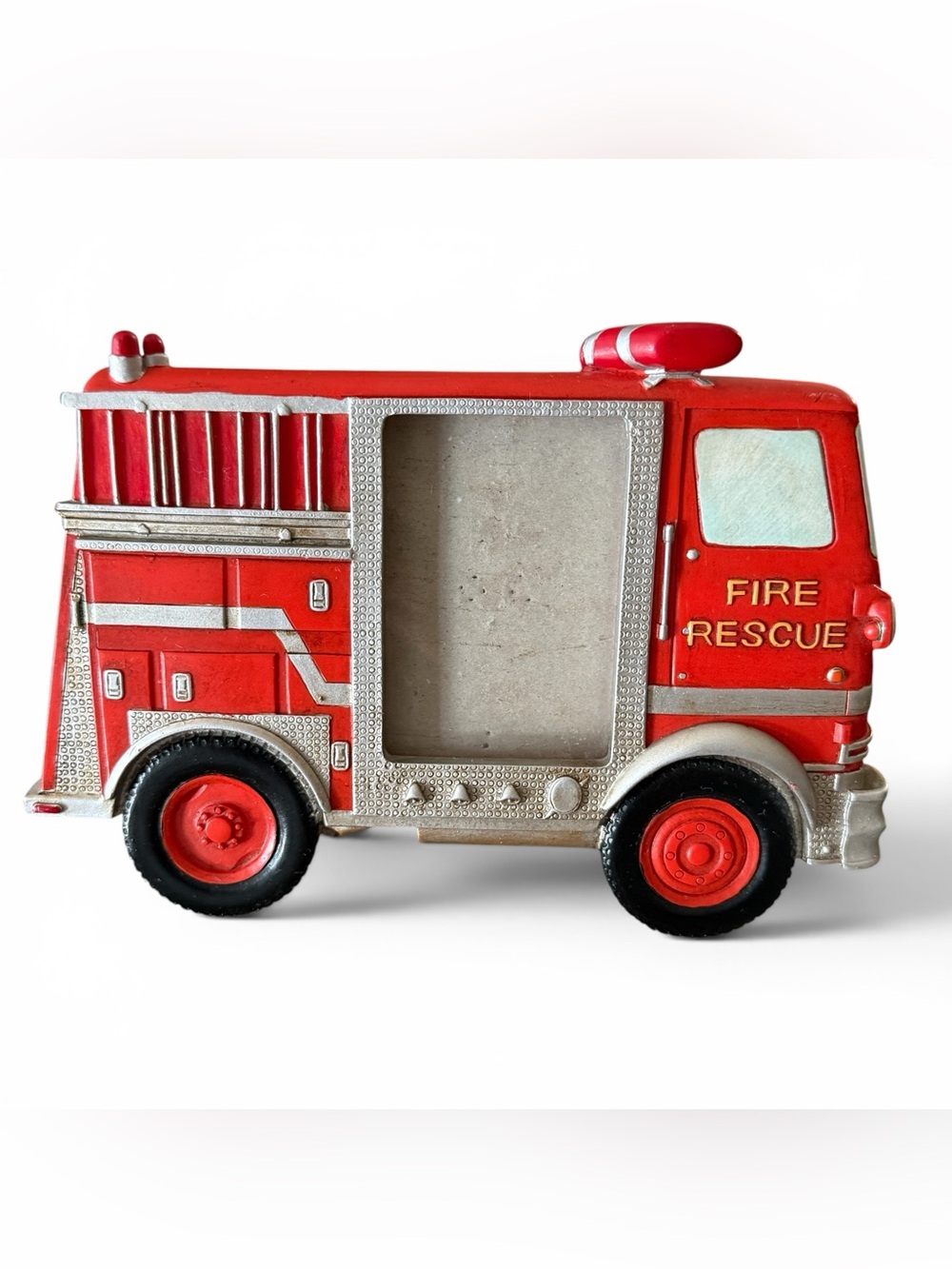 Vintage 3D Prinz 2.5x3.5" Fire Engine Photo Frame Red Black Silver Freestanding